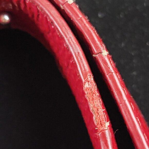 Hobo International Red Leather Shoulder Bag Buffalo Check Lining Satchel Handbag - Picture 12 of 13